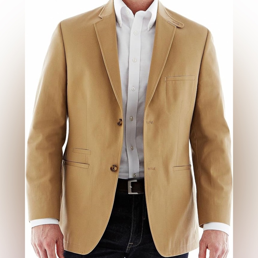 Haggar Solid Cotton Two-Button Side Vent Tailored Fit Sport Coat Size M NWOT